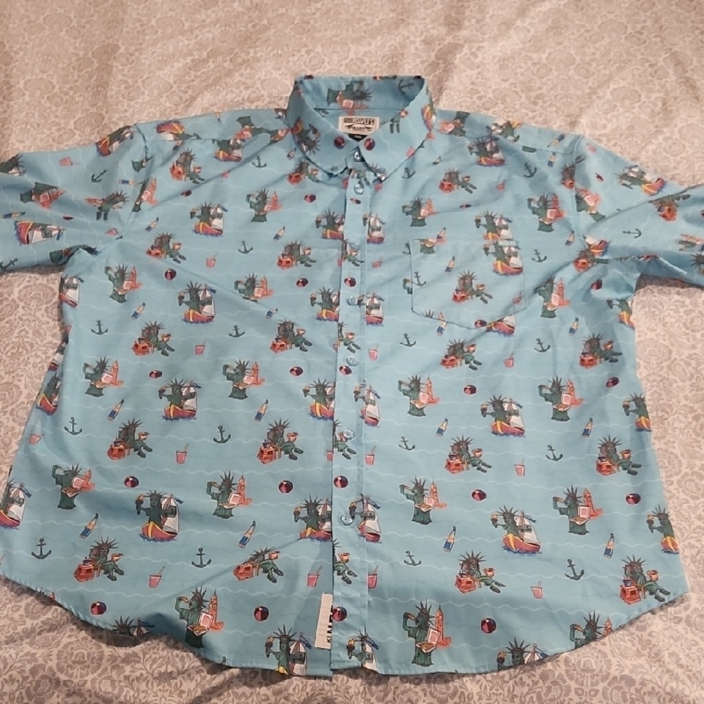 Men's Blue Patterned Shirt